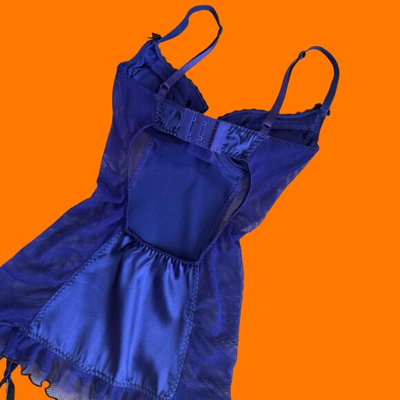 00's vintage satin fishnet y2k babydoll bustier SMALL frederick's *runs small* - Picture 3 of 7